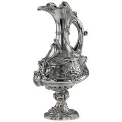 Antique 19th Century Victorian Exceptional Solid Silver Ewer, Barnards