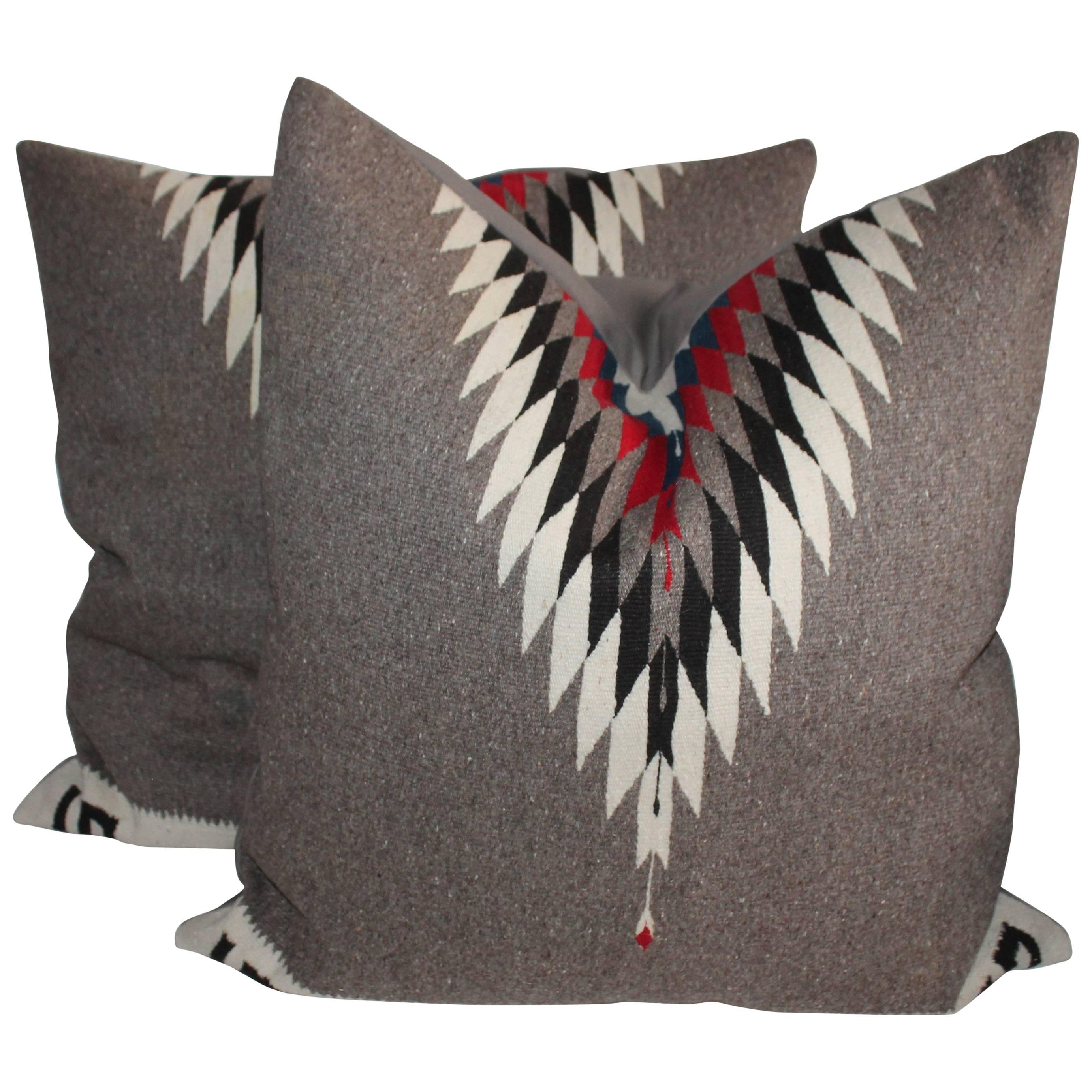 Pair of Monumental Texcoco Indian Weaving Pillows