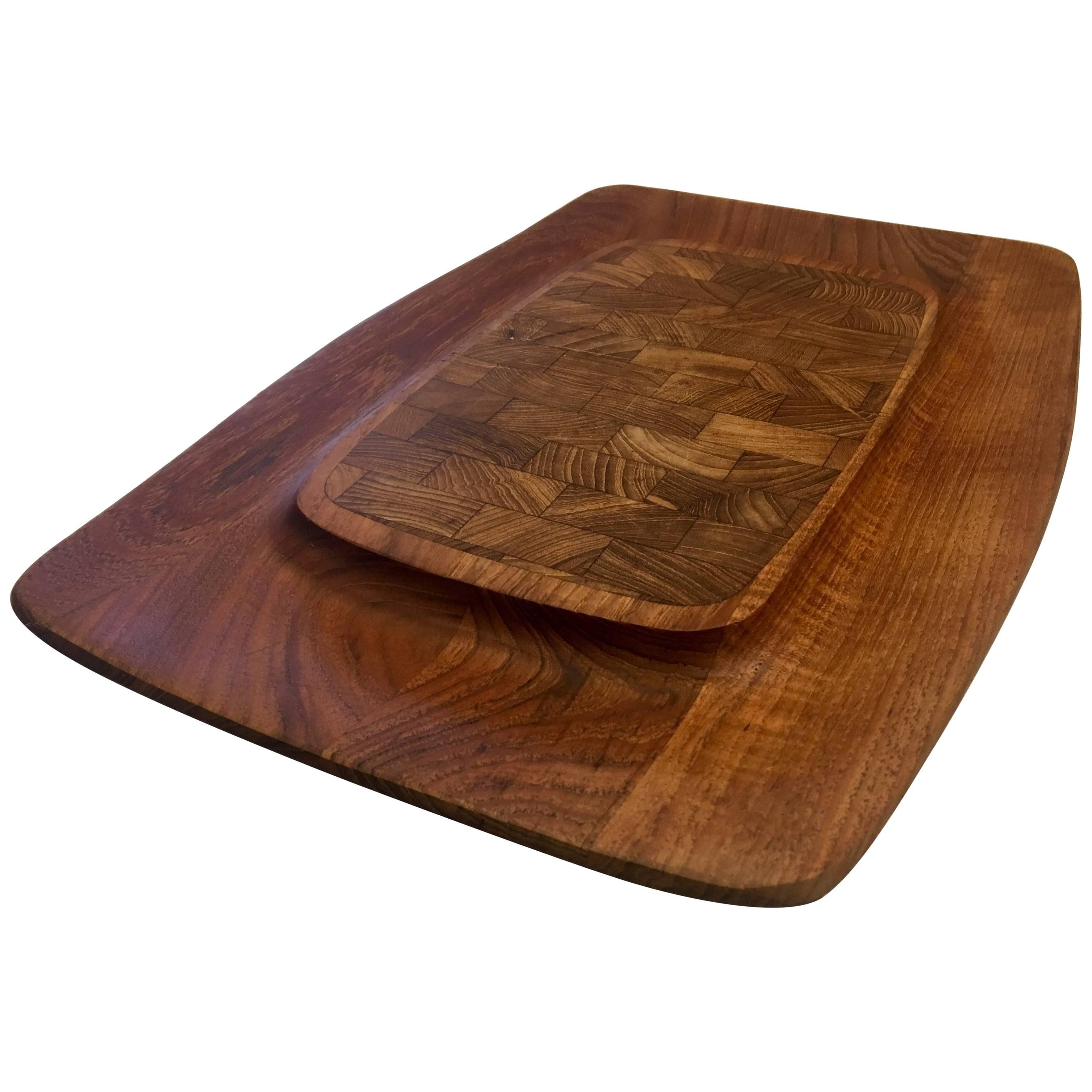 Danish Modern Solid Teak Cheese and Crackers Tray by Dansk Quistgaard