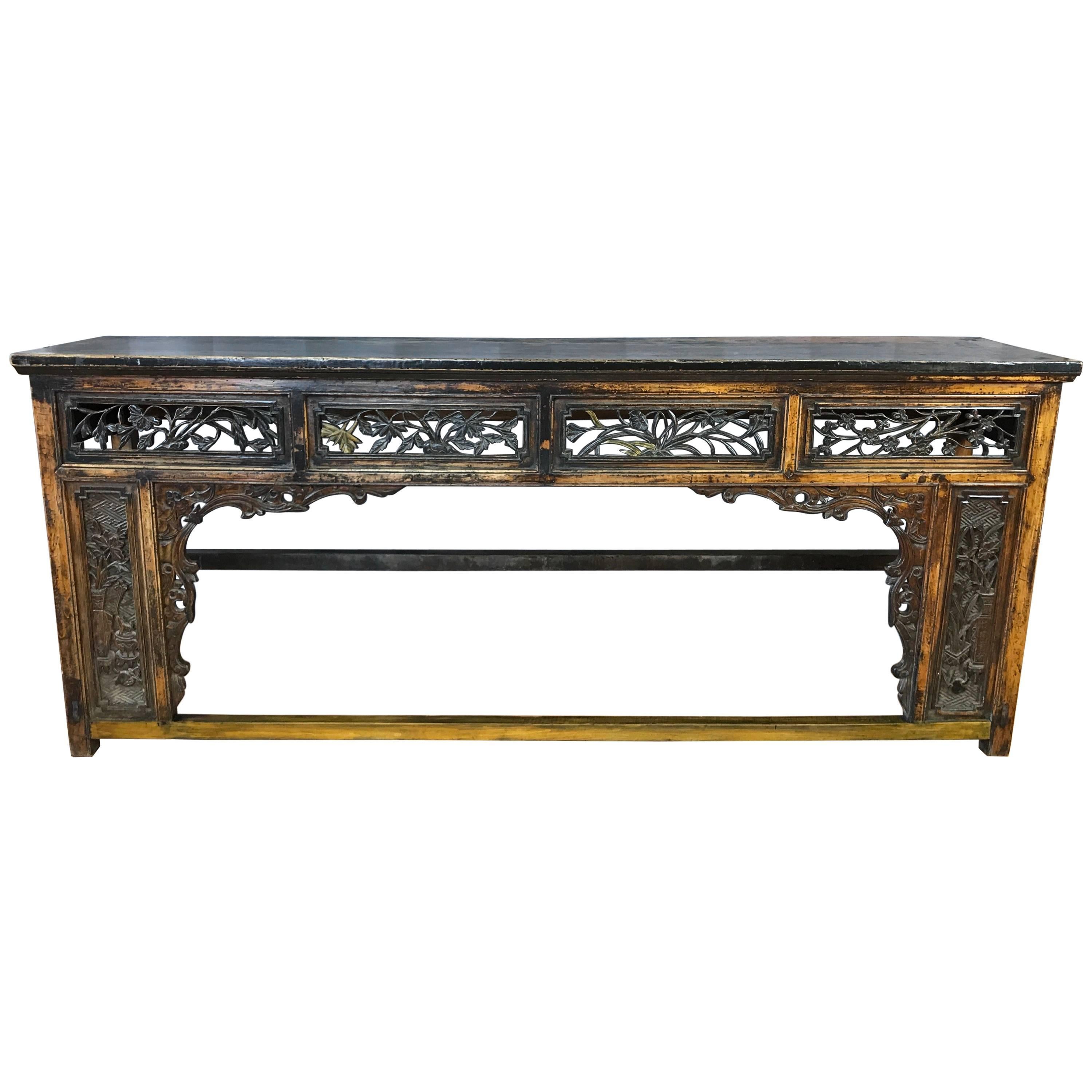 Exquisitely Carved Chinese Qing Dynasty Altar Table