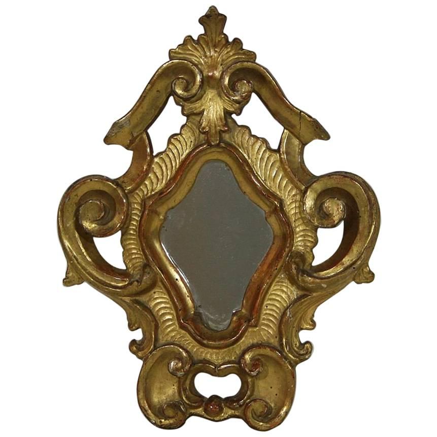 Small 18th Century, Italian Giltwood Baroque Mirror
