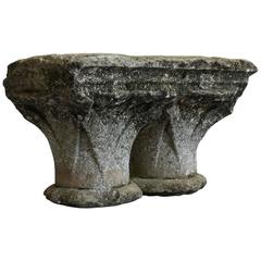 Medieval Romanesque French Carved Stone Capital