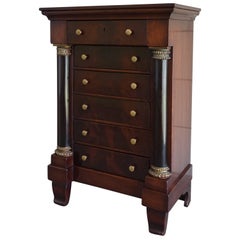 19th Century Nutwood and Bronze Empire Miniature Chiffonier / Chest of Drawers