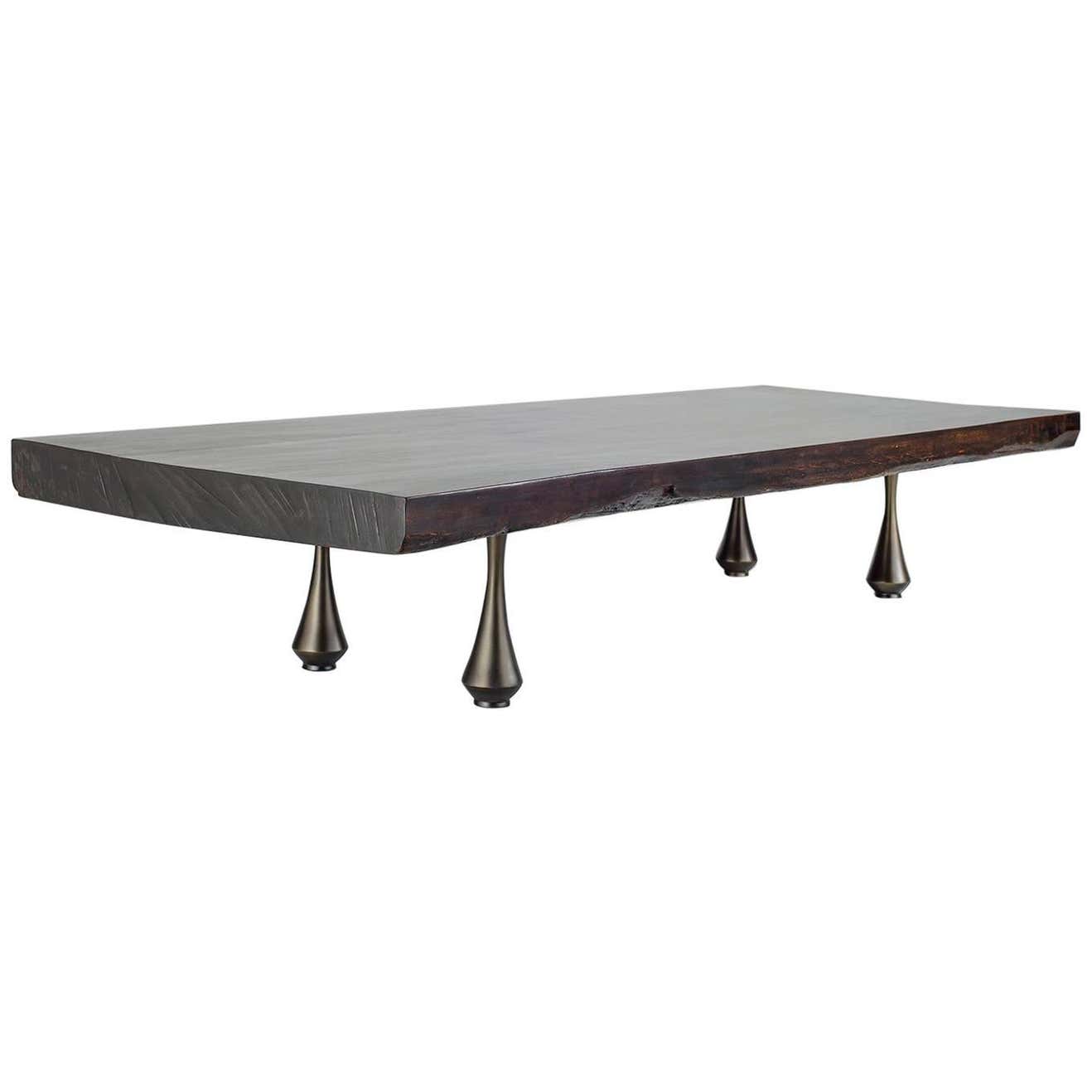 Low Table in Antique Single Slap Hardwood with brass base, by P ...