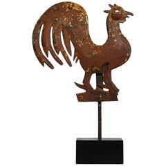 19th Century, French Folk Art Iron Rooster Weathervane