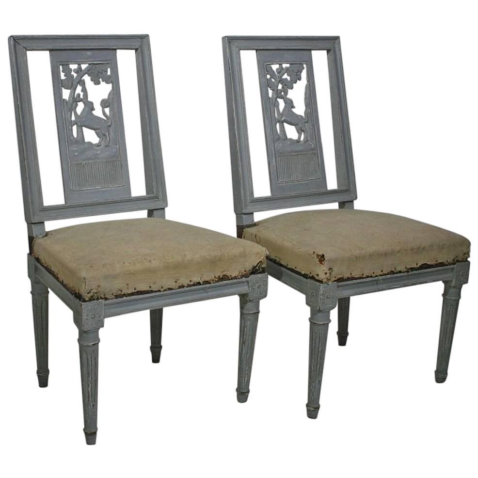 Pair of 18th Century French Painted Side Chairs