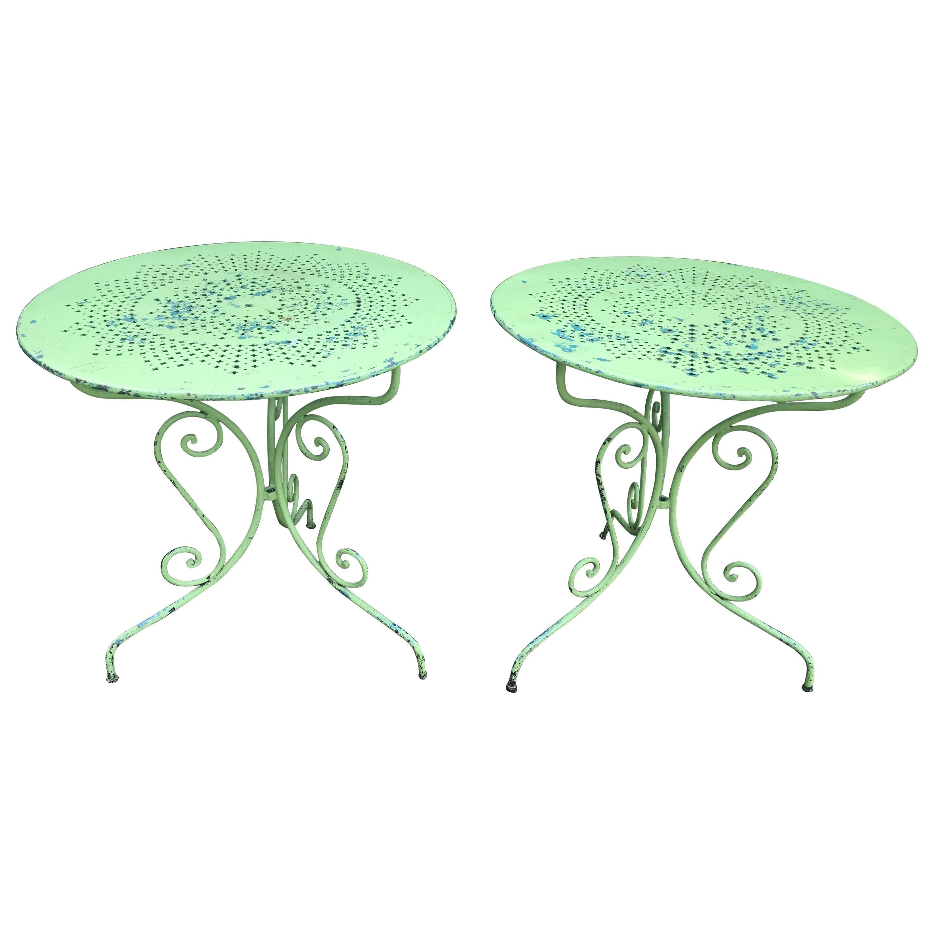 Pair of French Wrought Iron Side or Café Tables