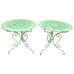 Pair of French Wrought Iron Side or Café Tables