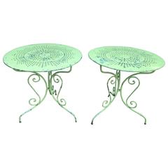 Pair of French Wrought Iron Side or Café Tables 6