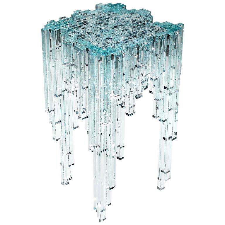 Contemporary design side/ end table in crystal glass For Sale at 1stdibs