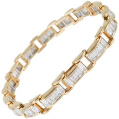 6.85 Carat & 18K Gold, GIA Certified Diamond Bracelet in a Chain Link Style 7