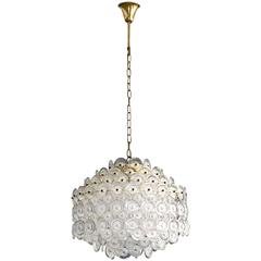 Vintage Cascading Panton Style Chandelier Brass Lucite Disc Acrylic Shell Space Age 1970