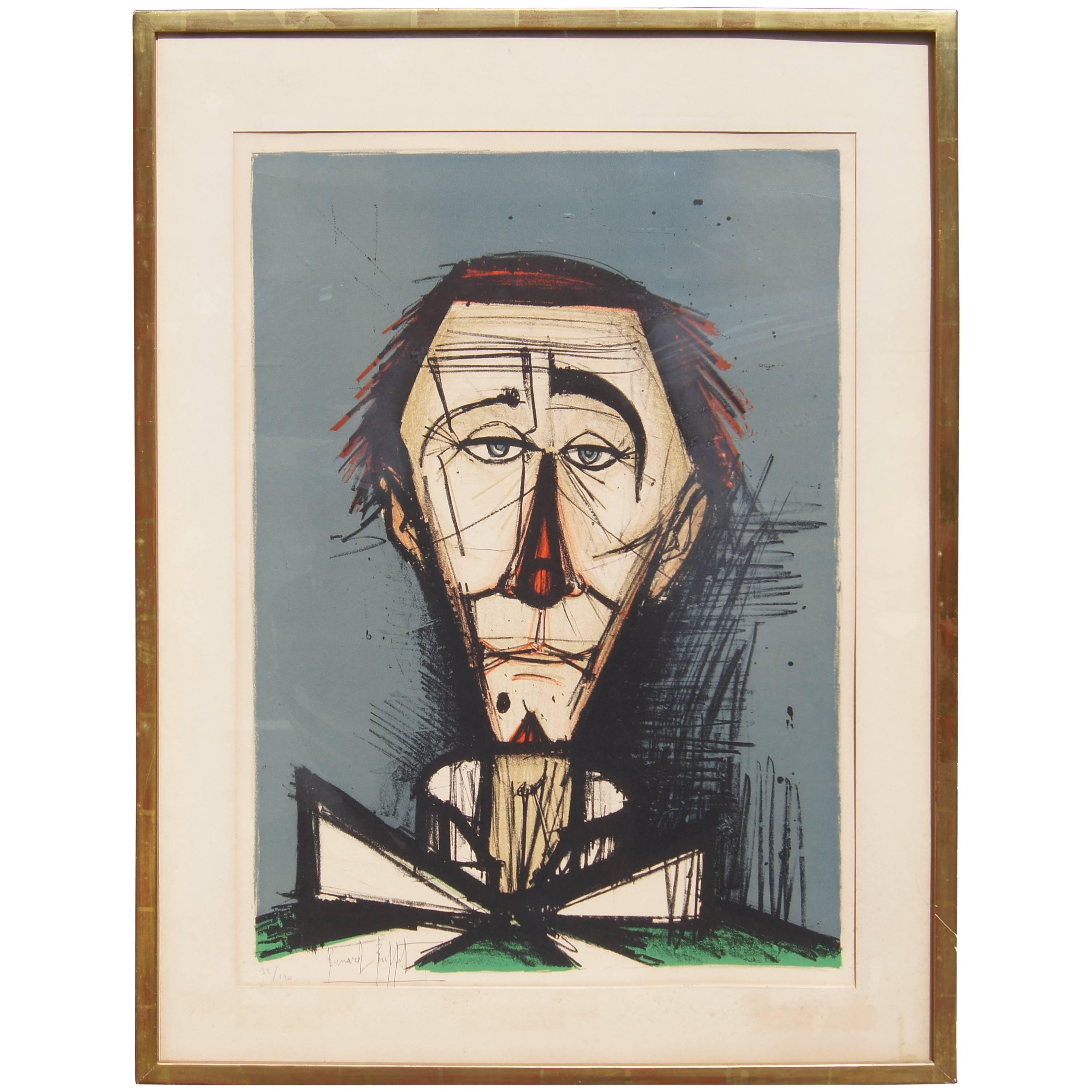 Bernard Buffet, Color Lithograph, Clown Head, 32/120