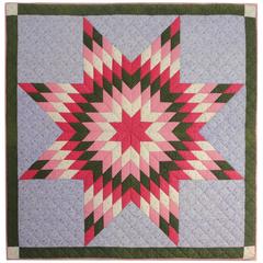 Vintage 19th Century Eight-Point Star Crib Quilt from Berks County, PA on Mount