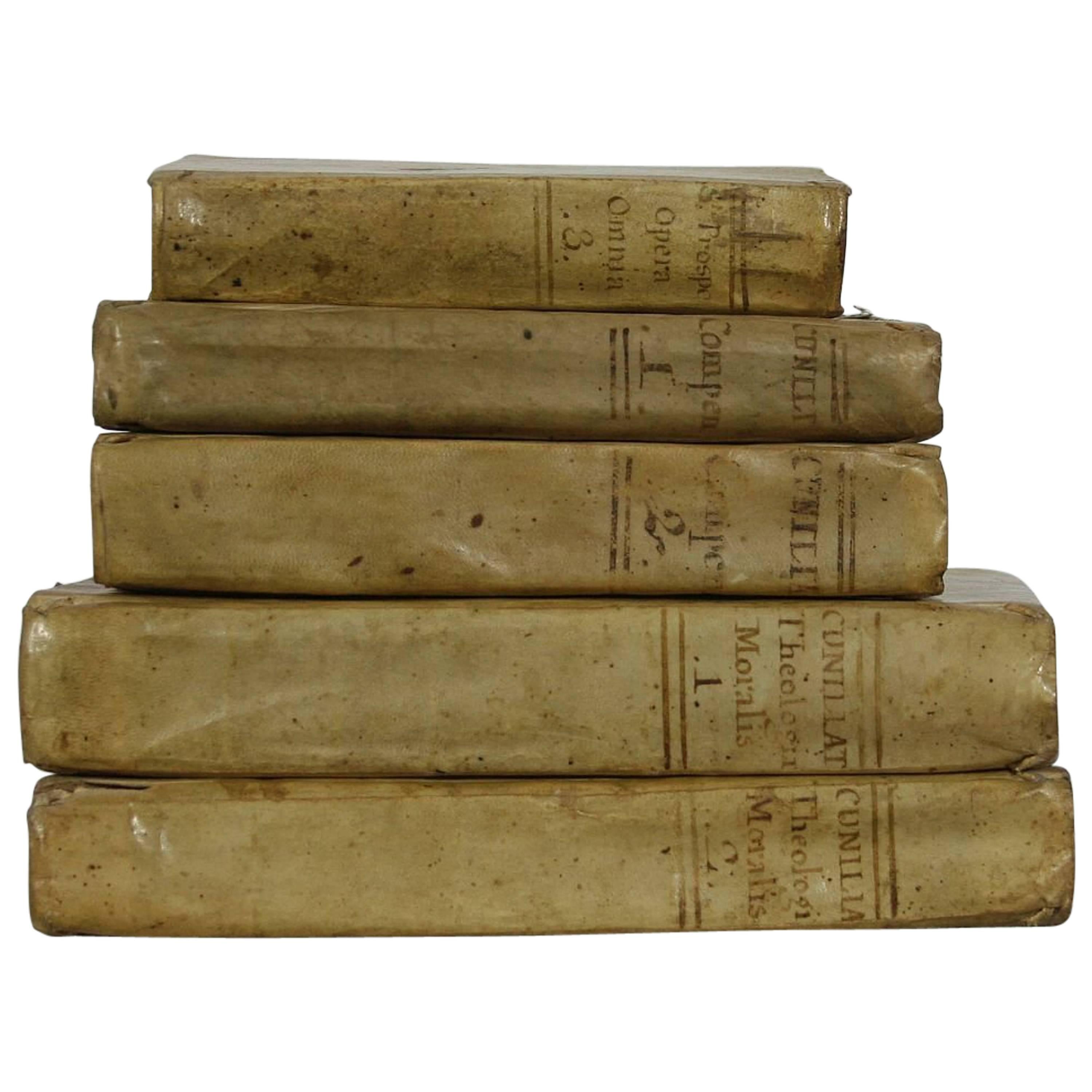Nice Collection of 18th Century Italian Weathered Vellum Books