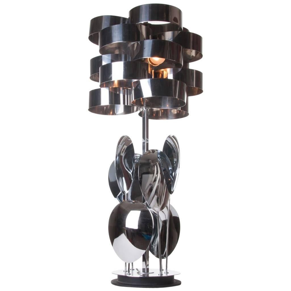 1960s Chrome Table Lamp Attributed to Max Sauze for Sciolari For Sale