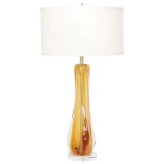 Mid-Century Modern Galliano Ferro Murano Glass Sommerso Amber Lamp