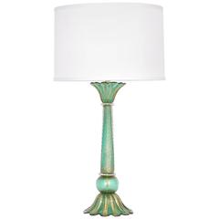 Barovier Cordonato D’Oro Green Murano Glass Lamp