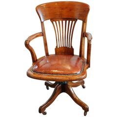 Edwardian Walnut Revolving Desk Chair