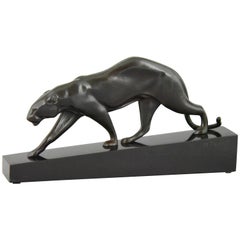 Art Deco Bronze Sculpture Panther by Maurice Prost  1925 France