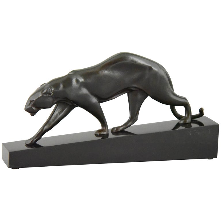 Art Deco Bronze Sculpture Panther by Maurice Prost 1925 France For Sale