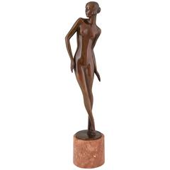 Art Deco Bronze Sculpture of a Nude by Rudolf Zieseniss
