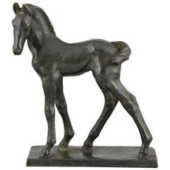 Art Deco Bronze Sculpture of a Foal, Young Horse by Leonore Rendlen Schneider