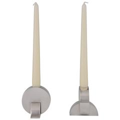 French Art Deco Modernist Pair of Silvered Candlesticks by Ercuis, 1925 2