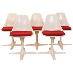 Set of Five Vintage Saarinen Style Dinning Chairs by Burke Inc. of America