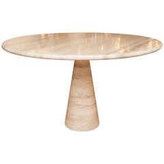 Vintage Travertine Pedestal Table in the Style of Angelo Mangiarotti