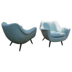 Gorgeous Pair Selig Lawrence Peabody Barrel Back Tub Chairs, Mid-Century Modern