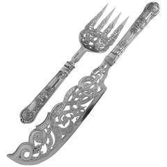 Exceptional Quality, Sterling Silver, Serving Knife & Fork
