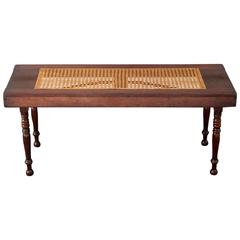 Early 19th Century West Indies Jamaican Campaign Mahogany and Cane Bench