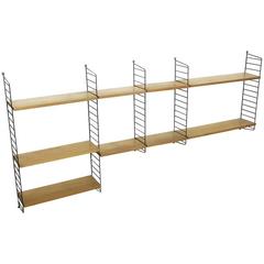 Original 1960s Modular String Wall Unit in Ash Wood by Nisse Strinning, Sweden