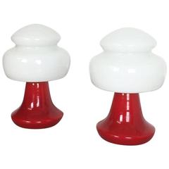 Set of Two Original Swedish Handblown Glass Desk Light Danish Modern, 1970s