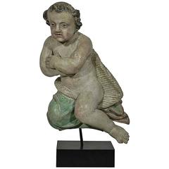 Original 18th Century, German Carved Wooden Baroque Angel 12