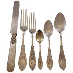 Arabesque by Whiting Sterling Silver Flatware Set 12 Service 77 Pieces Figural