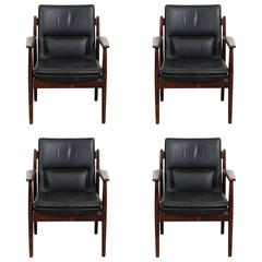 1960s Midcentury Arne Vodder Rosewood and Leather Armchairs/Desk Chair Model 431