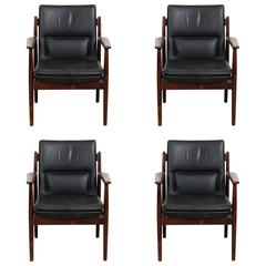 1960s Midcentury Arne Vodder Rosewood and Leather Armchairs/Desk Chair Model 431