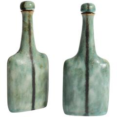 Vintage Pair of Coppia Bottles by Bruno Gambone