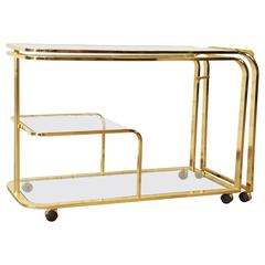 Expandable Hollywood Regency Brass Bar or Tea Cart by Milo Baughman for DIA 3