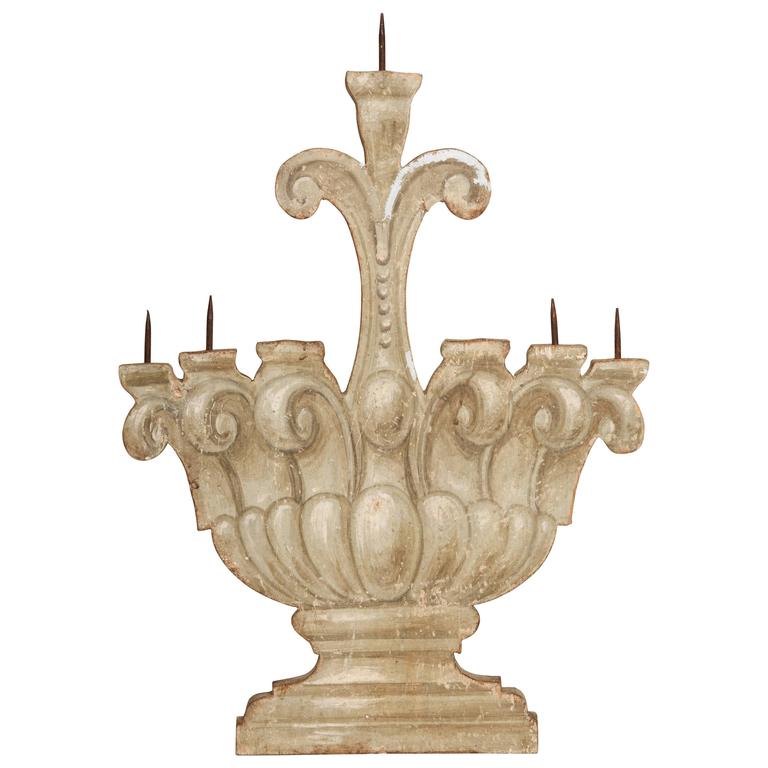 Antique Italian Painted Five Candelabra For Sale at 1stdibs