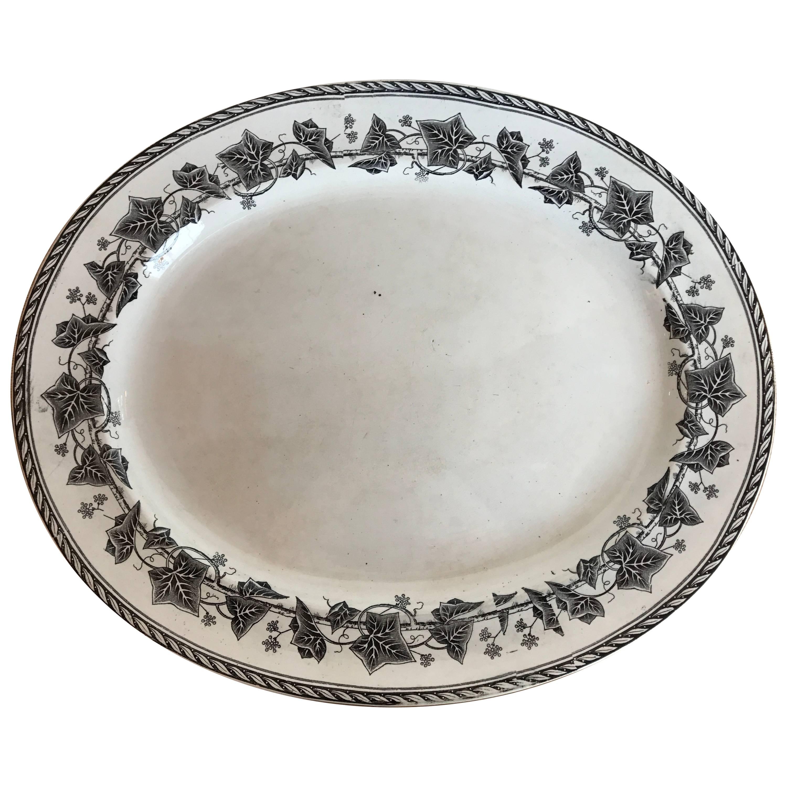 19th Century French H & B Ivy Transferware Plate For Sale