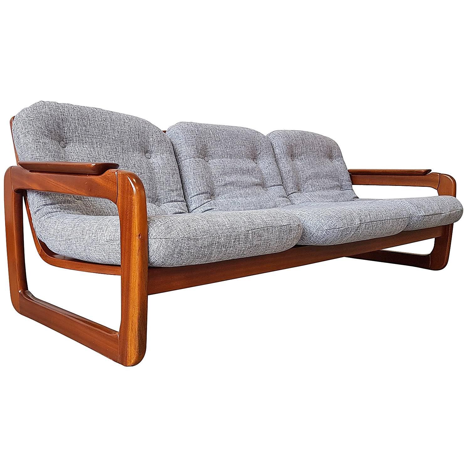 Vintage Three-Seat Danish Sofa Mid-Century, 1960, Restored For Sale