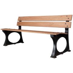 1920s French Iron and Mahogany Park Bench 1