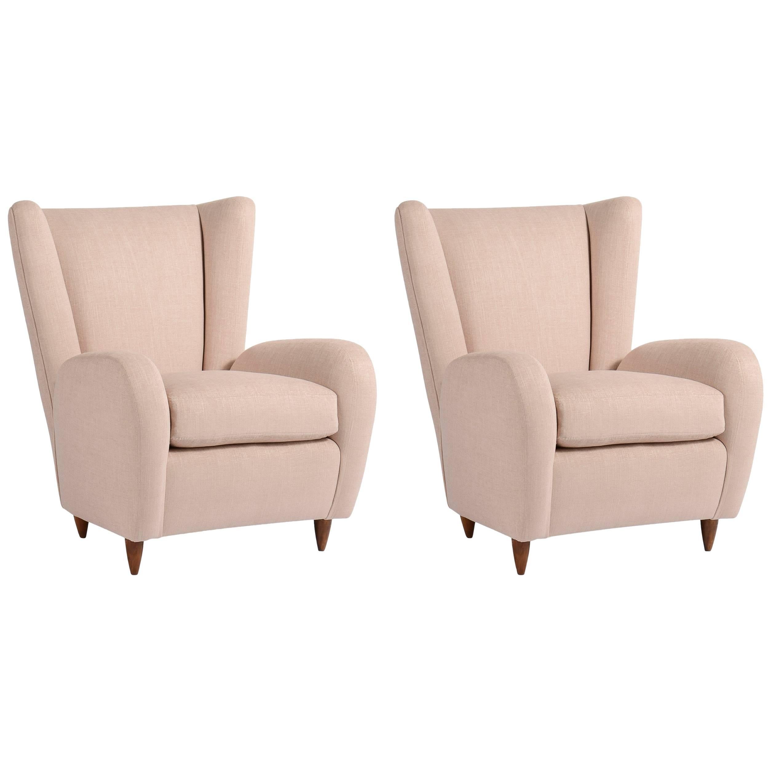 Pair of Wing Chairs by Paulo Buffa For Sale