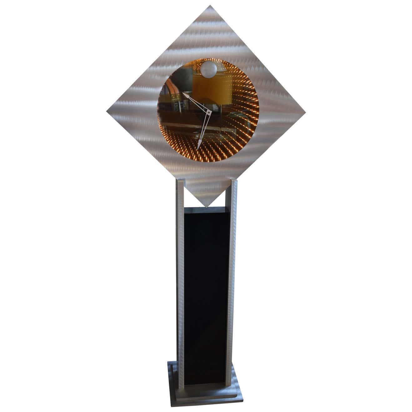 Contemporary Infinity Floor Clock in Brushed Aluminium For Sale at 1stDibs