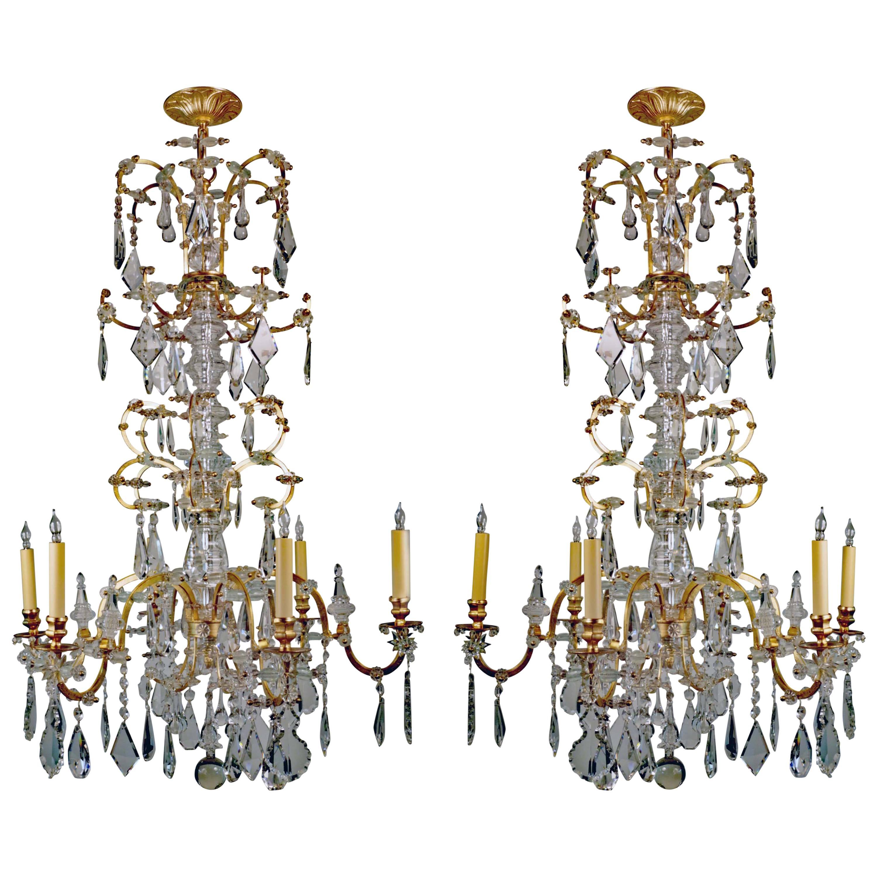 Rare Pair of Large French 19th Century Chandeliers For Sale