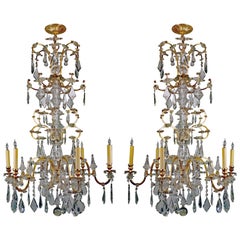 Antique Rare Pair of Large French 19th Century Chandeliers
