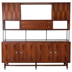 Vintage Stanley Mid-Century Modern Walnut and Rosewood Wall Unit, 1960s